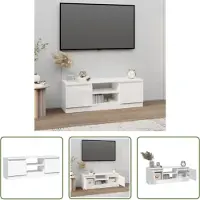 The Living Store Armoire TV avec porte Blanc 102x30x36 cm