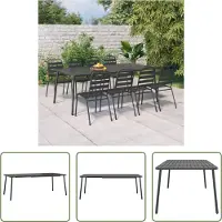 The Living Store Table de jardin anthracite 200x100x71 cm Acier