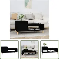 The Living Store Table basse noire 100x50x45 cm bois composite
