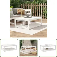 The Living Store Table de jardin blanche 121x82,5x45 cm pin massif