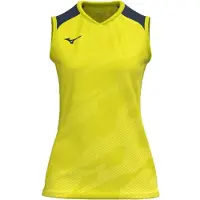 Mizuno , t-shirt de sport pour femmes, modèle Team Meis Game, manches courtes ou sans manches, référence V2EAC712, couleur : jaune, matière : textile