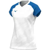 Mizuno T-shirt de sport pour femmes , modèle MEISAIGARA - Référence : V2EAC710, Couleur : blanc/bleu royal, Matière : textile