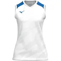 Mizuno , t-shirt de sport pour femmes, modèle Team Meis Game, manches courtes, référence V2EAC712, couleur : blanc/bleu royal, matière : XL