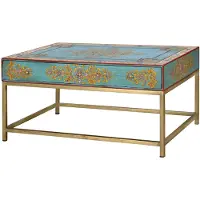 ZENZERO E COLORE Table basse Fiori en bois de manguier, 46 cm x 90 cm x 60 cm, Giner y Colomer
