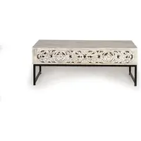 GINER Y COLOMER Table basse Mykonos en bois de manguier, 40 cm x 110 cm x 60 cm,