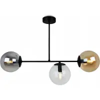 Light11 HOME Light-Home Tuluza Lampe à suspendre - Suspension en métal et en verre - E27 - 3 feux - Mix - noir et chrome