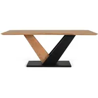 GINER Y COLOMER Table à manger Iravati en bois d'acacia, 77 cm x 200 cm x 100 cm,