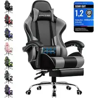 GTPLAYER Chaise de bureau Gaming Chaise de massage Gaming Chaise ergonomique Gamer avec repose-pieds, appuie-tête coussin lombaire de massage, rembourré Gaming Chair, fauteuil pivotant