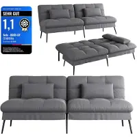 COMHOMA Canapé convertible avec fonction sommeil, housse Futon Canapé pliant, canapé-lit, canapé d'angle, canapé-lit, canapé 3 places, avec dossier réglable en tissu, gris