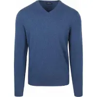 Steppin' Out Pull-over Col V Laine Mérino Bleu Moyen