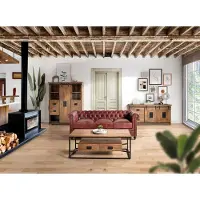 GINER Y COLOMER Canapé 3 places en cuir Chester Sarin, 72 cm x 200 cm x 85 cm,