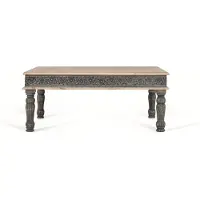 GINER Y COLOMER Table basse ancienne en bois de manguier bleu, 48 cm x 120 cm x 75 cm,
