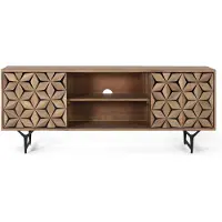 GINER Y COLOMER Meuble TV avec 2 portes et 2 étagères en bois de manguier