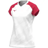 Mizuno T-shirt de sport pour femmes , modèle MEISAIGARA - Référence : V2EAC710, Couleur : blanc/rouge, Taille : XL