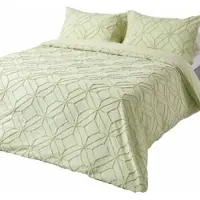 Homescapes Parure de lit en percale 230 x 220 cm vert 100% coton, tufté avec motif diamant