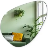 Tulup (76,6x76,6 cm) Miroir Forme Galet Asymétrique Décoratif Sans Cadre Pour Intérieur Contemporain