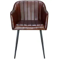 GINER Y COLOMER Fauteuil en cuir Alberobello 80 cm x 54 cm x 60 cm