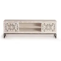 GINER Y COLOMER Meuble TV Mykonos en bois de manguier, 55 cm x 170 cm x 40 cm,