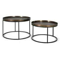 GINER Y COLOMER Lot de 2 tables basses Cali en métal 50 cm x 75 cm x 75 cm / 42 cm x 65 cm x 65 cm