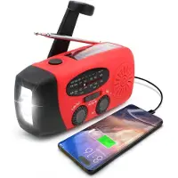 Uniq Emergency radio with solar cells and hand crank Solar cell 2000mAh Powerbank SOS - AM/FM