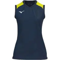 Mizuno , t-shirt de sport pour femmes, modèle Team Meis Game, manches courtes, référence V2EAC712, couleur : bleu marine, matière : synthétique