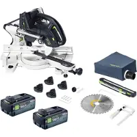 Festool Scie à onglet sans fil KAPEX KSC 60 EB-Basic 18 V / 36 V 216 mm Brushless + 2 batteries 8,0 Ah - sans chargeur