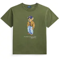 Ralph Lauren pour femme. 211B17806001 T-shirt en coton avec un ours Polo Bear vert (M), Casuel, Manche courte