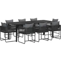 Syfax Ensemble de salle à manger pour jardin 9 pcs Noir et anthracite