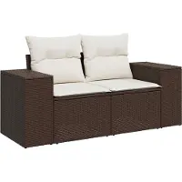 vidaXL Canapé de jardin avec coussins 2 places brun poly rotin