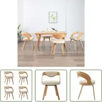 The Living Store Chaises de salle à manger 4 pcs. Crème Bois courbé et similicuir
