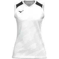 Mizuno T-shirt de sport pour femmes Team Meis Game, manches courtes ou sans manches - Modèle V2EAC712, couleur : blanc/noir, matière : textile