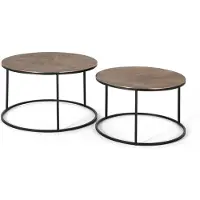 GINER Y COLOMER Lot de 2 tables basses Rasa en métal, 47 cm x 81 cm x 81 cm / 42 cm x 70 cm x 70 cm