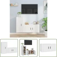 The Living Store Ensemble de 2 meubles TV blanc en bois composite