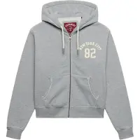Superdry pour femme. W2012712A Sweat à capuche et fermeture éclair Relaxed Crop gris (L), Casuel, Coton