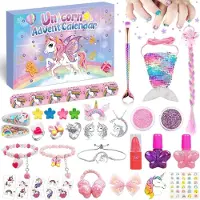 Sonstiges Calendrier de l'Avent Licorne Fille 2024 Bijoux Bijoux de cheveux Tatouage 24 remplissages