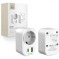 TechProtection Adaptateur de voyage TA100 (États-Unis vers UE), blanc