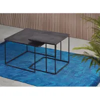 GINER Y COLOMER Lot de 2 tables basses Zelia en métal, 41 cm x 62 cm x 62 cm / 45 cm x 46 cm x 46 cm