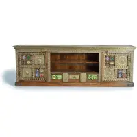 GINER Y COLOMER Meuble TV Benín en bois d'acacia, 60 cm x 180 cm x 40 cm,