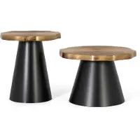 GINER Y COLOMER Lot de 2 tables basses Arezzo en métal, 42 cm x 62 cm x 62 cm / 55 cm x 50 cm x 50 cm
