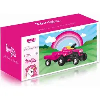 DOLU Unicorn Pedal Tractor With Trailer Pink/Black (Tracteur à pédales avec remorque)