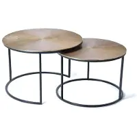 GINER Y COLOMER Lot de 2 tables basses Shanti en métal, 47 cm x 70 cm x 70 cm / 42 cm x 60 cm x 60 cm