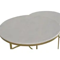 GINER Y COLOMER Lot de 2 tables basses Orien en marbre et métal, 48 cm x 70 cm x 70 cm / 42 cm x 55 cm x 55 cm