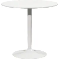 Youjia Table de salle à manger pour 2 personnes, plateau rond Ø80 cm, MDF et acier, antidérapant, blanc, 75H cm