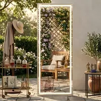 Aiorber Miroir LED pour tout le corps 160x50cm, avec éclairage, montage sur pied ou mural, design moderne, argenté