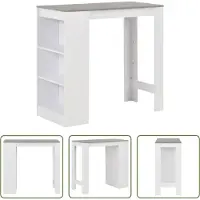 The Living Store Table de bar avec étagère blanc 110x50x103 cm