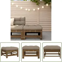 The Living Store Tabouret de jardin avec coussin Marron miel Pin massif