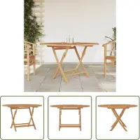 The Living Store Table de jardin pliante Ø 120x75 cm bois massif teck