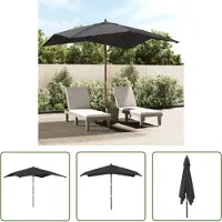The Living Store Parasol avec mât en bois Noir 300x300x273 cm
