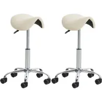 BellaFurn kit de 2 butoirs rotatifs - palettes de travail - réglables en hauteur, similicuir facile à entretenir | Couleur : crème