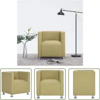 The Living Store Fauteuil cube Vert Tissu